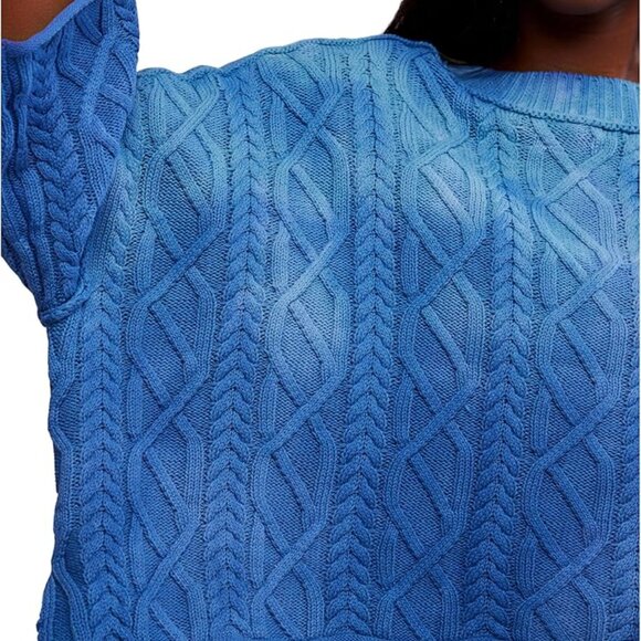 Free People Blue Cable Knit Sweater - Picture 5 of 9